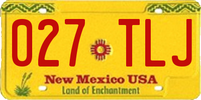 NM license plate 027TLJ