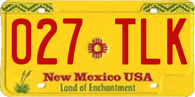 NM license plate 027TLK