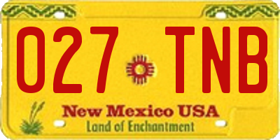 NM license plate 027TNB