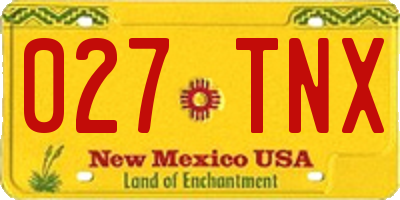 NM license plate 027TNX