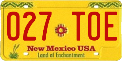 NM license plate 027TOE