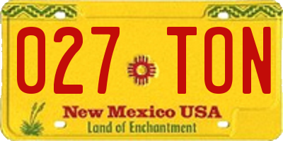 NM license plate 027TON