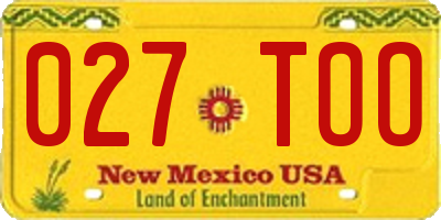 NM license plate 027TOO
