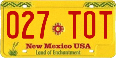 NM license plate 027TOT