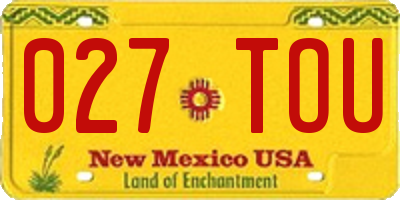 NM license plate 027TOU