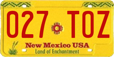 NM license plate 027TOZ