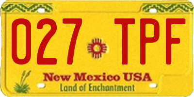 NM license plate 027TPF