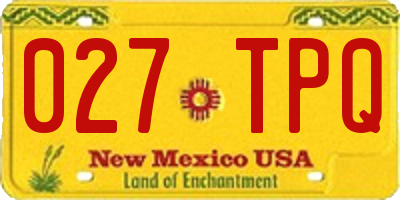 NM license plate 027TPQ