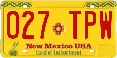 NM license plate 027TPW