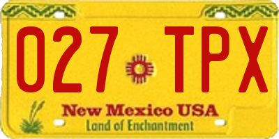 NM license plate 027TPX