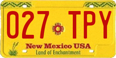 NM license plate 027TPY