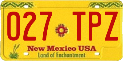 NM license plate 027TPZ