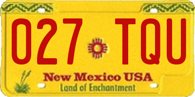NM license plate 027TQU