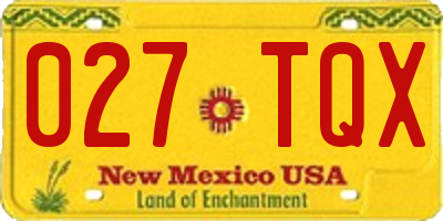 NM license plate 027TQX