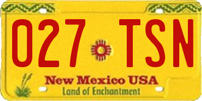 NM license plate 027TSN