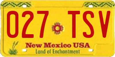 NM license plate 027TSV