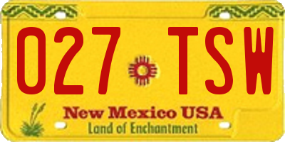 NM license plate 027TSW