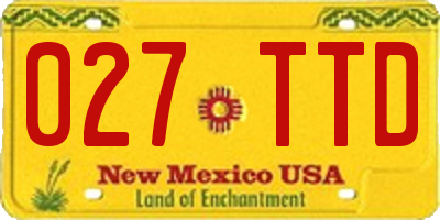 NM license plate 027TTD