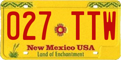 NM license plate 027TTW
