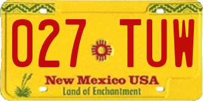 NM license plate 027TUW