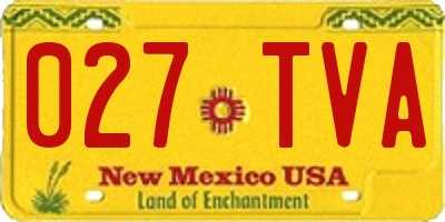 NM license plate 027TVA