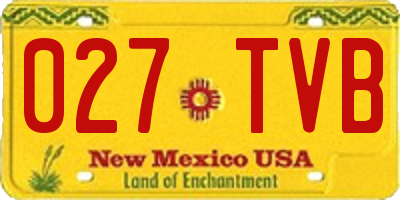 NM license plate 027TVB