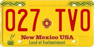 NM license plate 027TVO