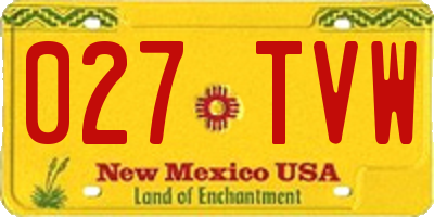 NM license plate 027TVW