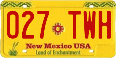 NM license plate 027TWH