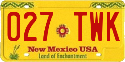 NM license plate 027TWK