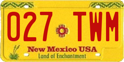 NM license plate 027TWM
