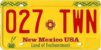 NM license plate 027TWN