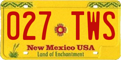 NM license plate 027TWS