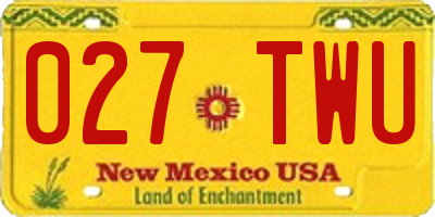 NM license plate 027TWU