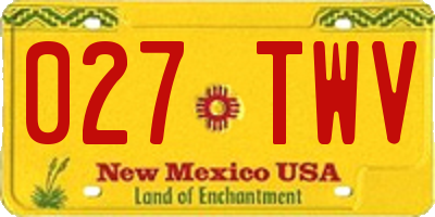 NM license plate 027TWV