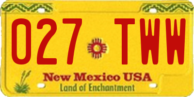 NM license plate 027TWW