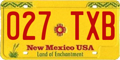 NM license plate 027TXB
