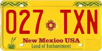 NM license plate 027TXN