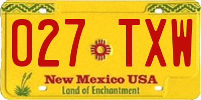 NM license plate 027TXW
