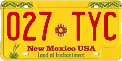 NM license plate 027TYC