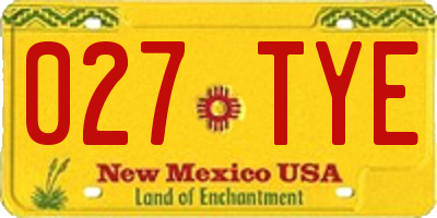 NM license plate 027TYE