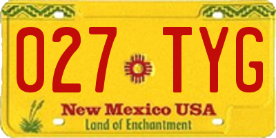 NM license plate 027TYG