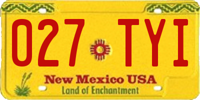 NM license plate 027TYI