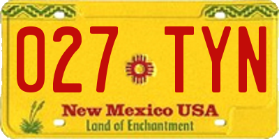 NM license plate 027TYN