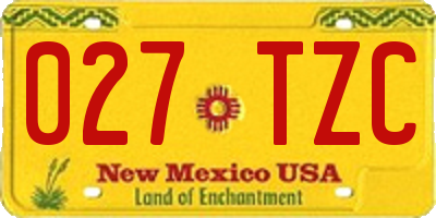 NM license plate 027TZC