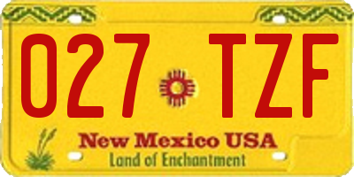 NM license plate 027TZF