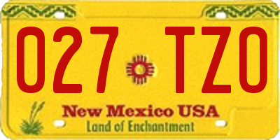 NM license plate 027TZO