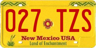 NM license plate 027TZS