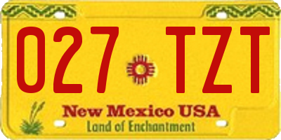 NM license plate 027TZT