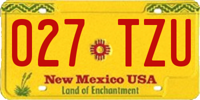 NM license plate 027TZU